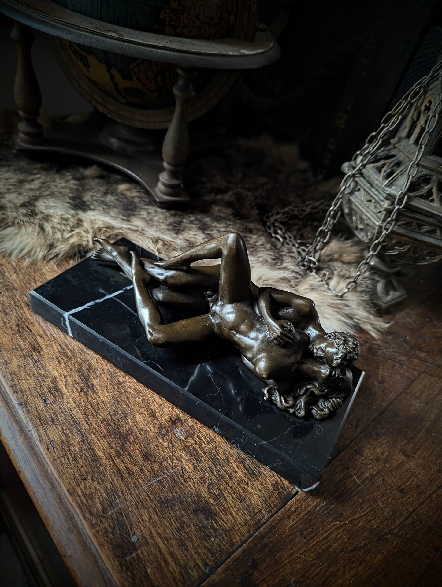 Erotic bronze sculpture signed