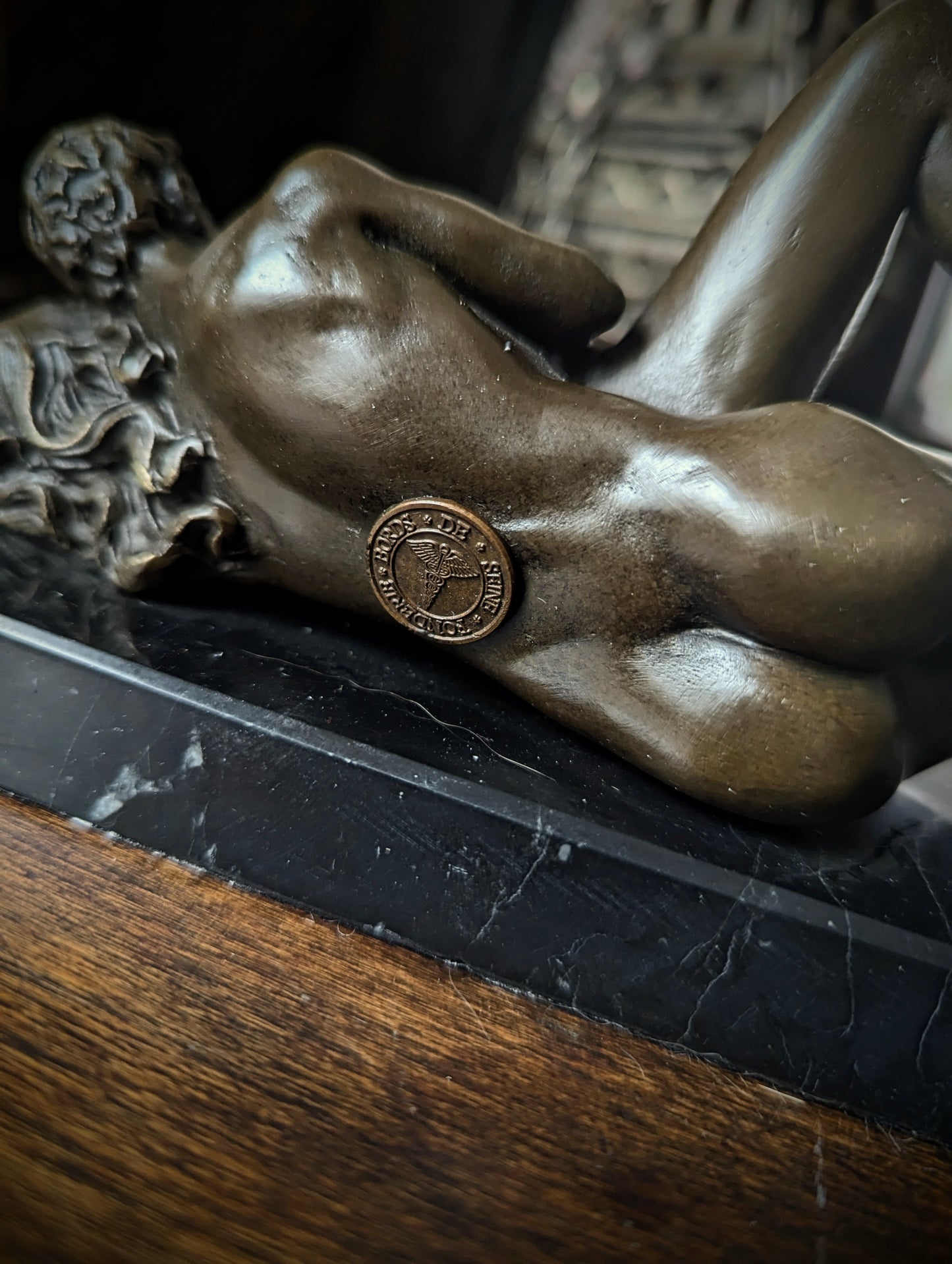 Erotic bronze sculpture signed