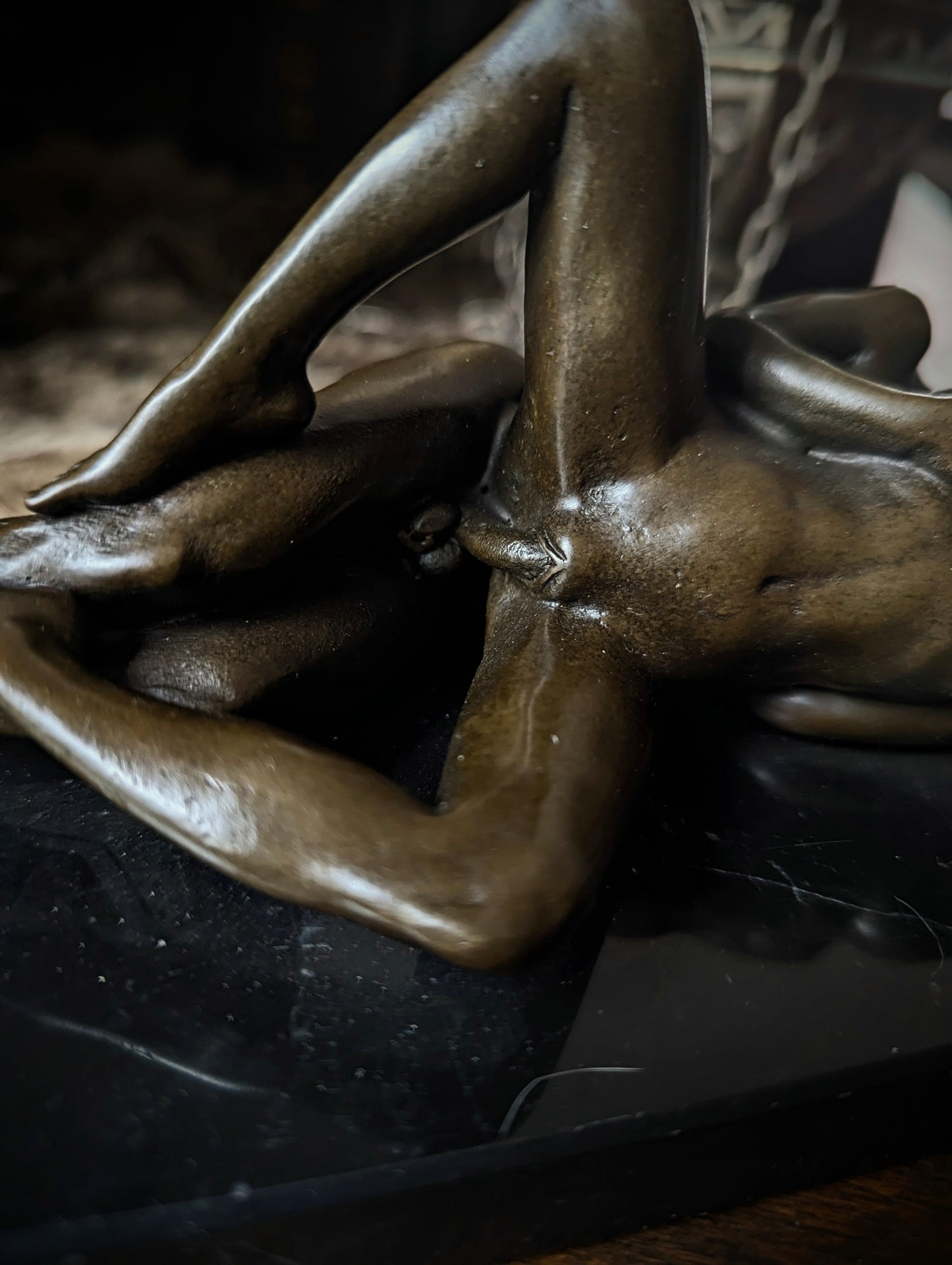 Erotic bronze sculpture signed