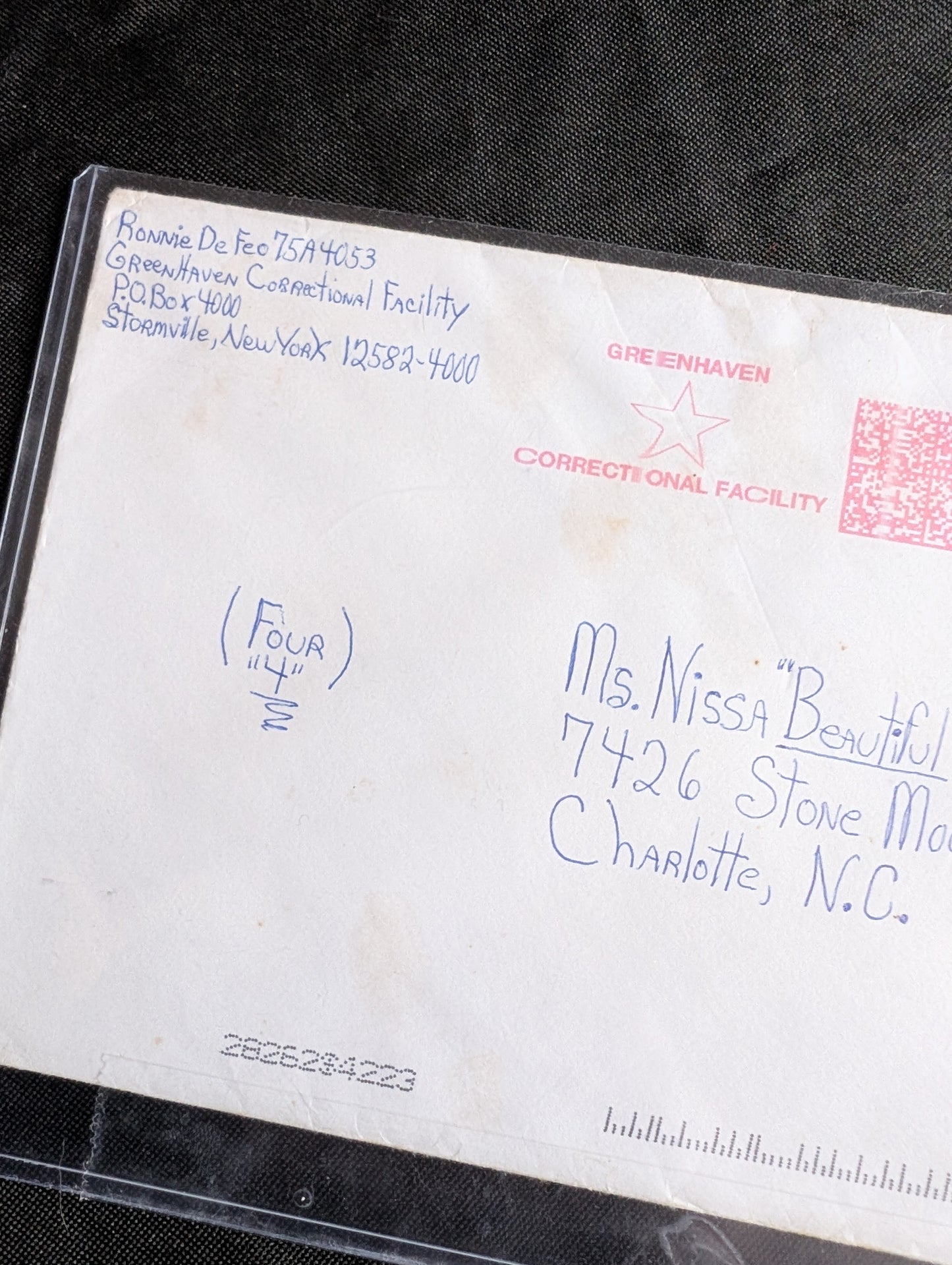 Ronald DeFeo card written and signed (Amityville case)