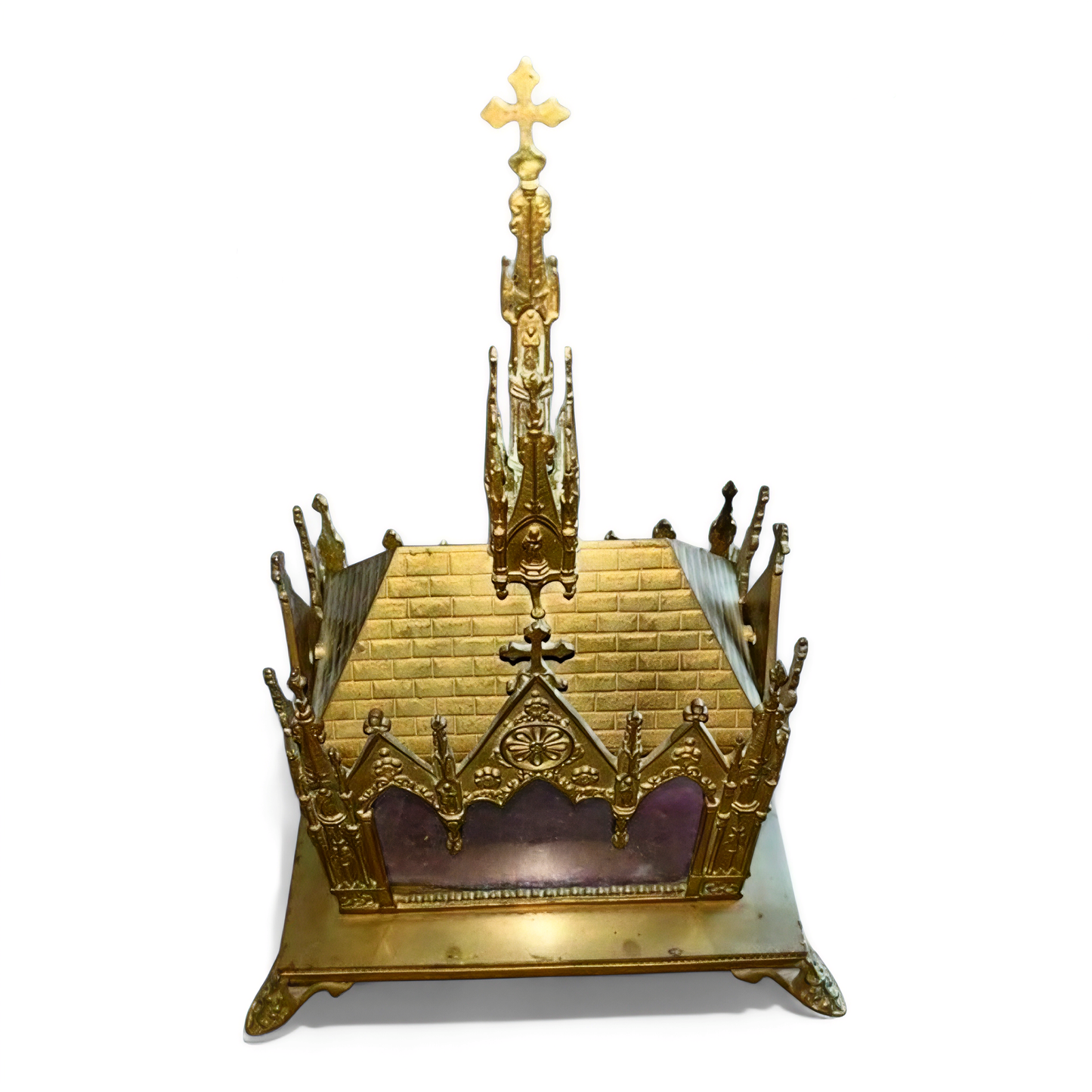 Neo-Gothic-style reliquary chest made of brass