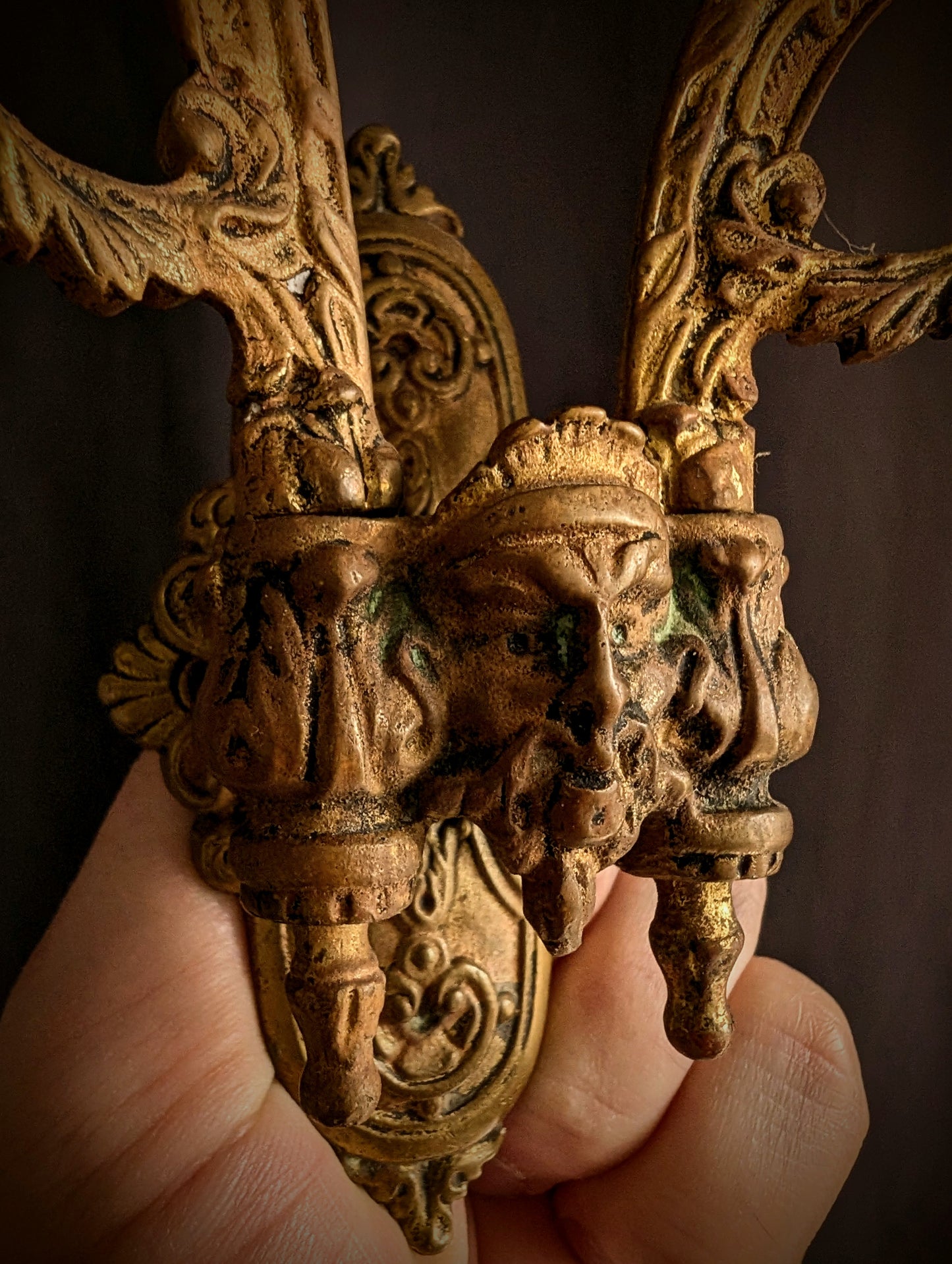 Antique Wall Candlestick with Devil heads 19th