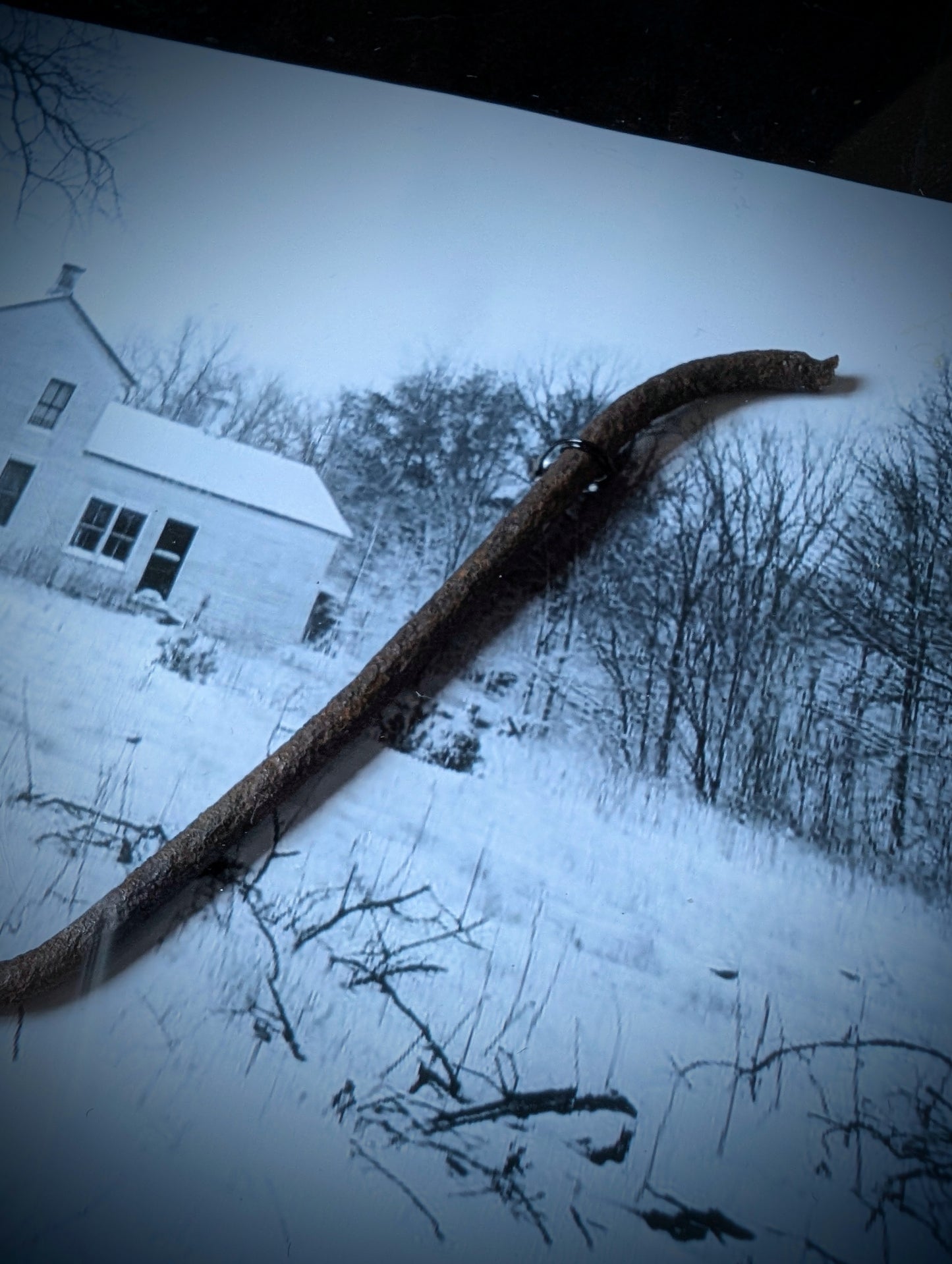 Original fence from Ed Gein's farm in frame