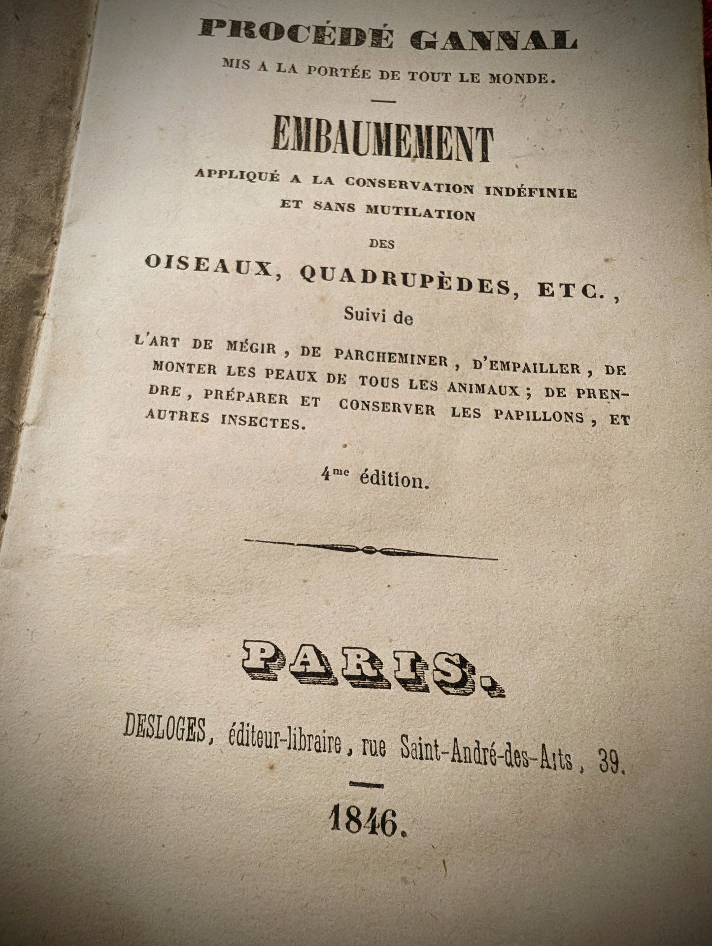 "Embaumement" Ancien livre de 1846 !