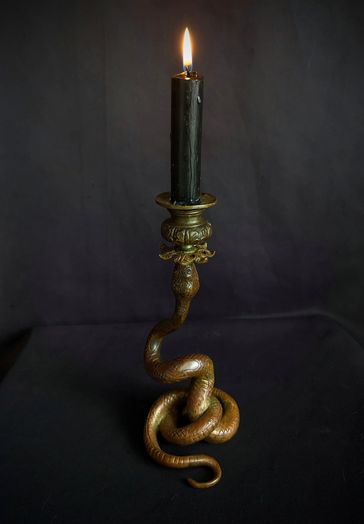Antique bronze Snake candle holder
