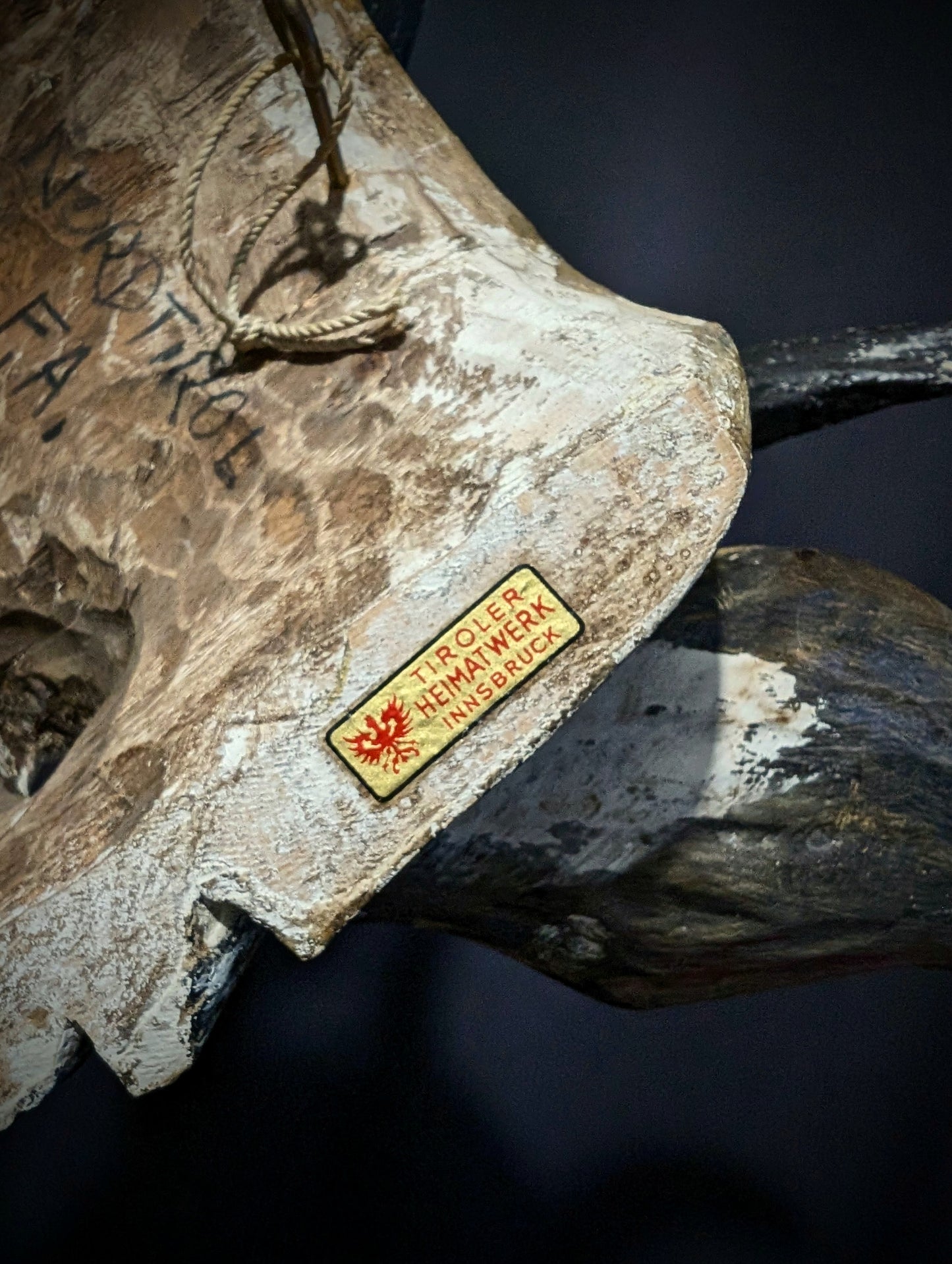 Antique carved wooden Krampus mask from Innsbruck, Austria (mid 20th)