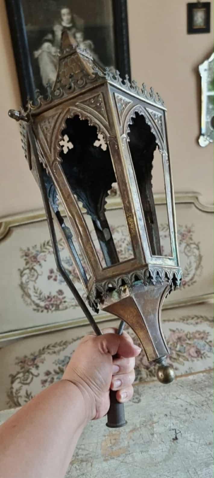 Antique 19th-century church procession lantern