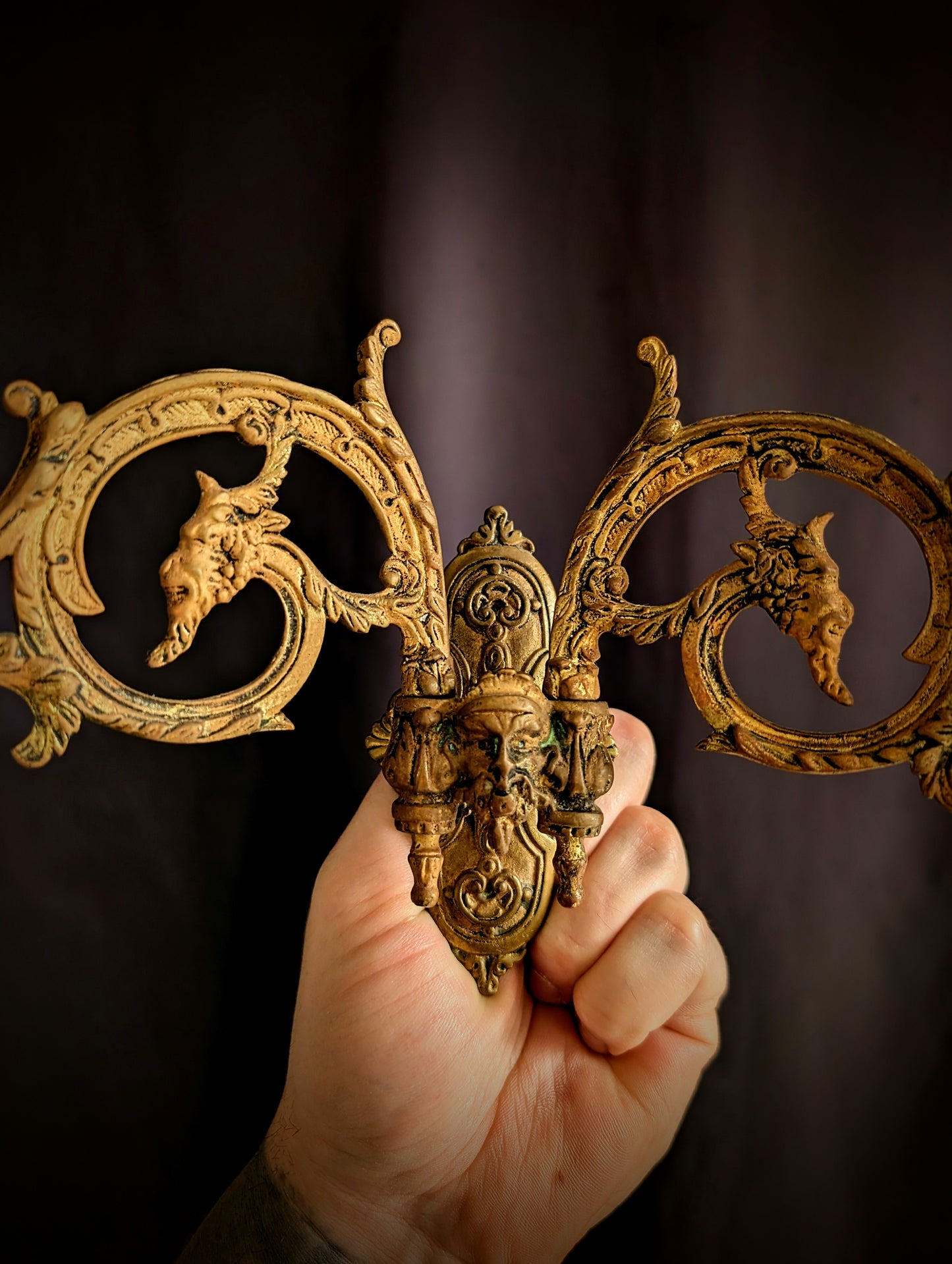 Antique Wall Candlestick with Devil heads 19th