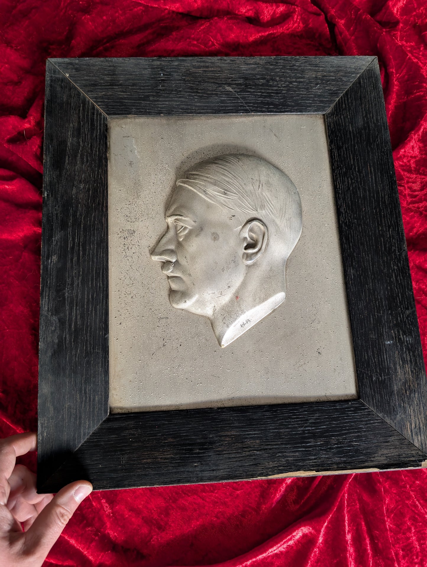 Relief sculpture of Adolf Hitler on frame (1940's WWII)