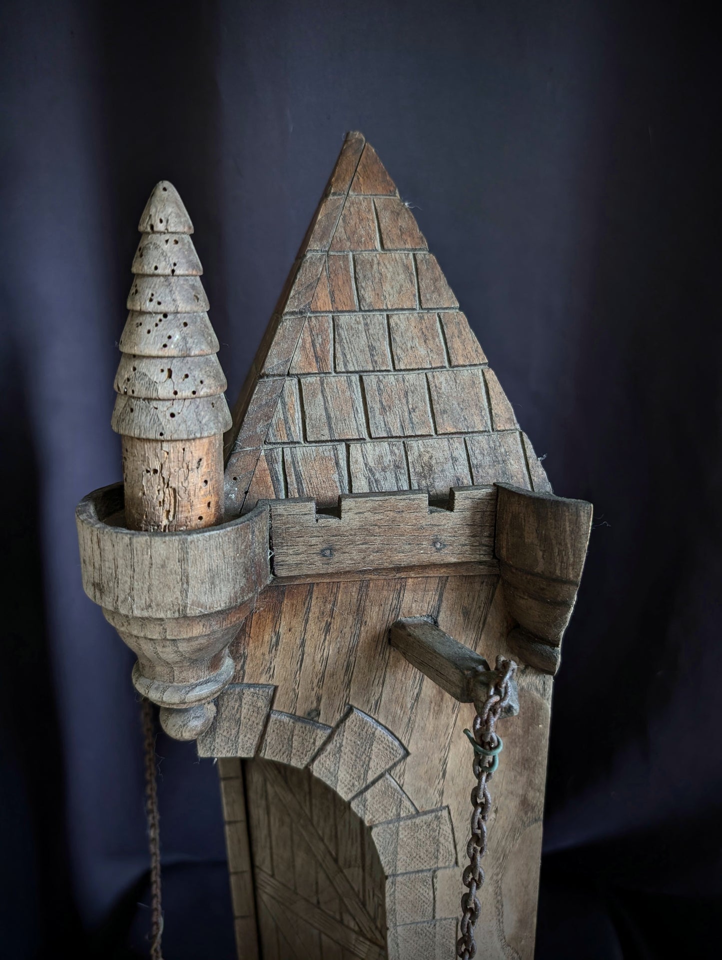 Medieval carved wooden tower shelf (mid 20th)