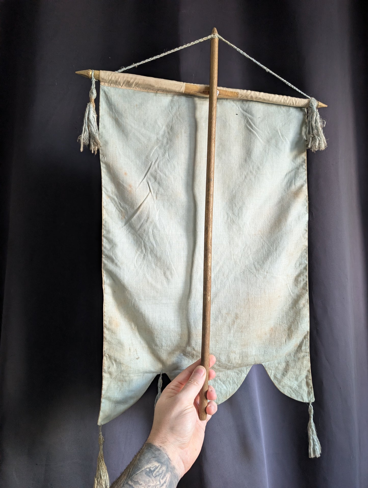 Antique church processional banner, with original painting from the early 1910s (68cm)