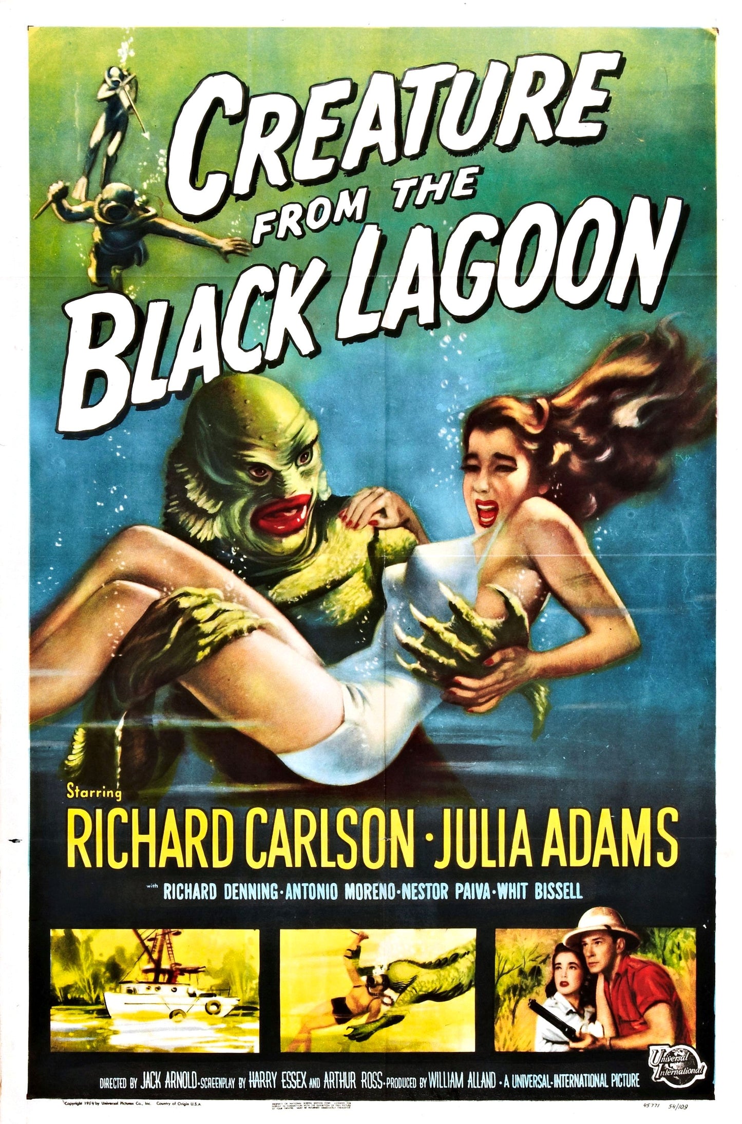 The Creature from the Black Lagoon, drawing made the monster himself ! (Ricou Browning Signed)