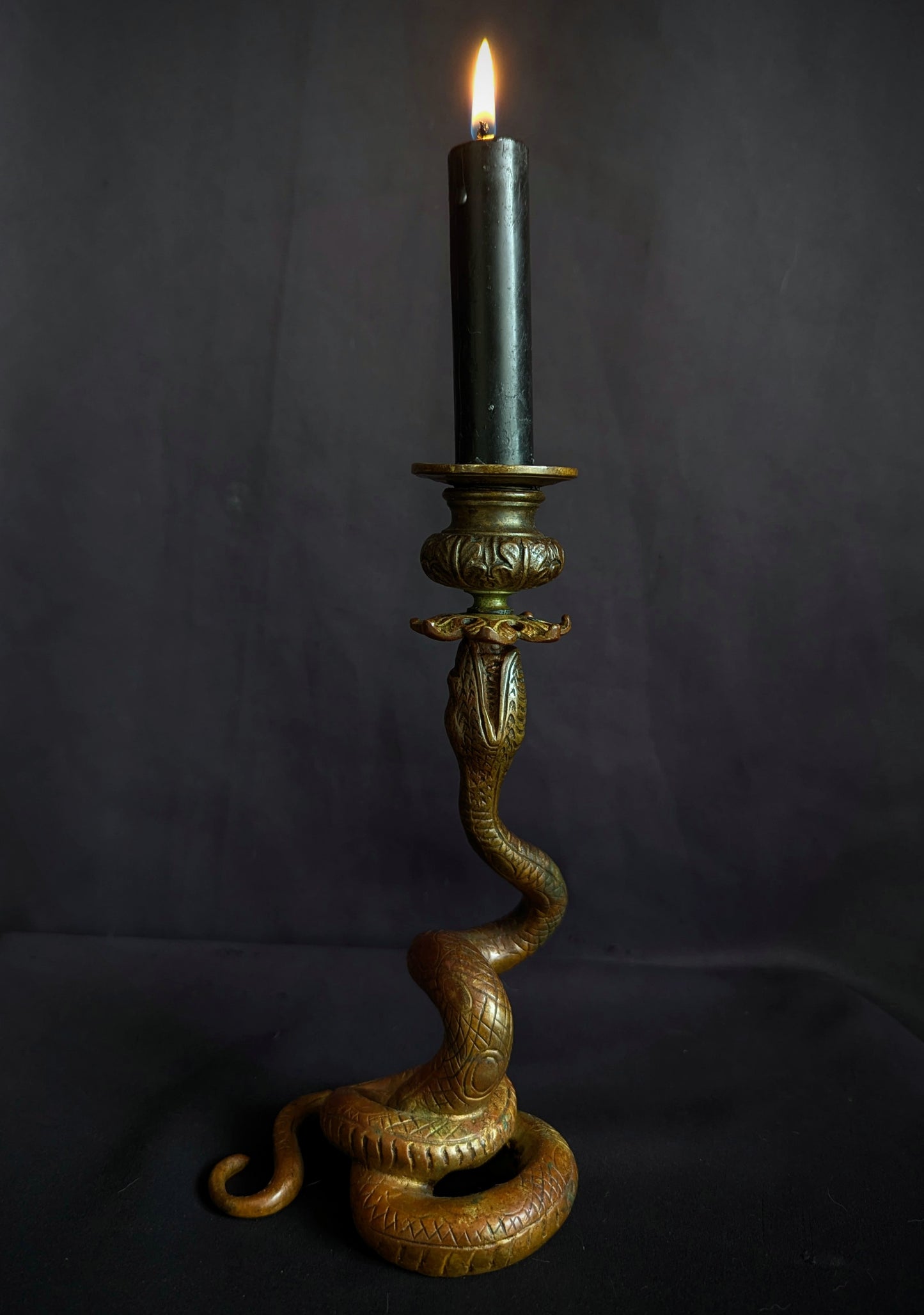 Antique bronze Snake candle holder