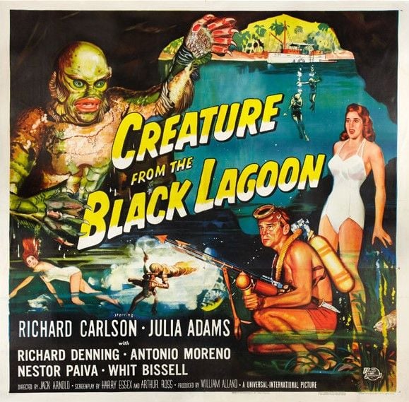 The Creature from the Black Lagoon, drawing made the monster himself ! (Ricou Browning Signed)
