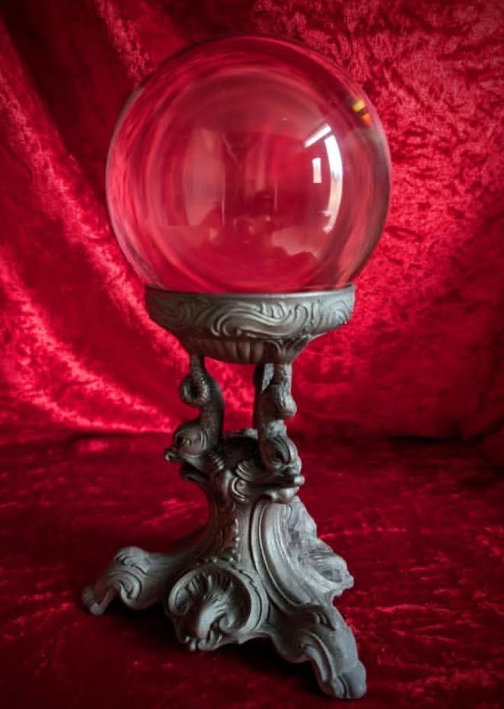 Antique Crystal Ball on Ornate Stand
