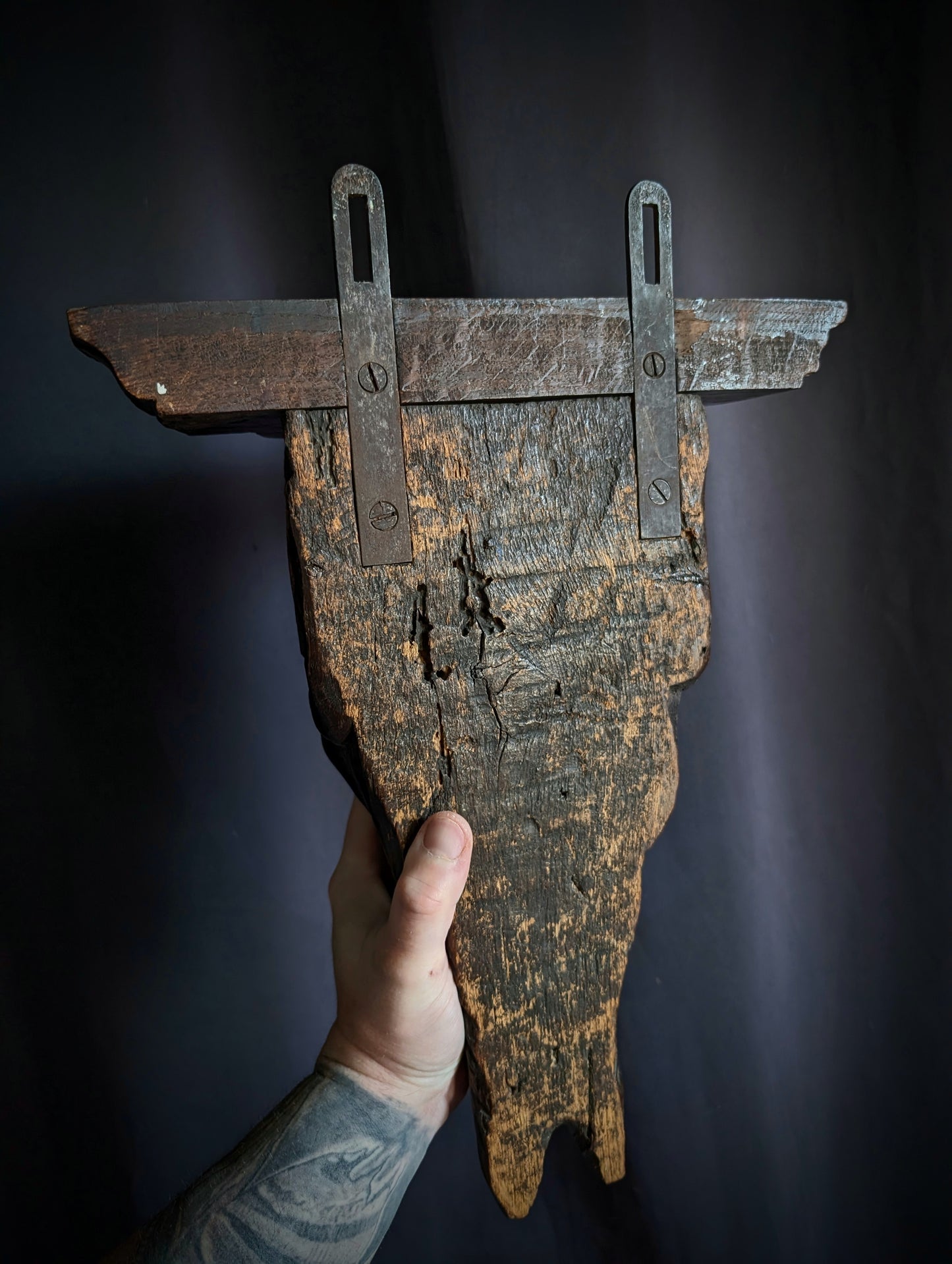 Pair of antique carved wooden Satyr’s head from the 1850's (40cm!)