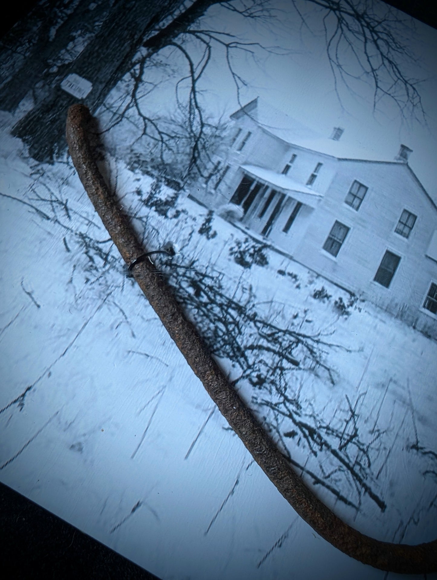 Original fence from Ed Gein's farm in frame