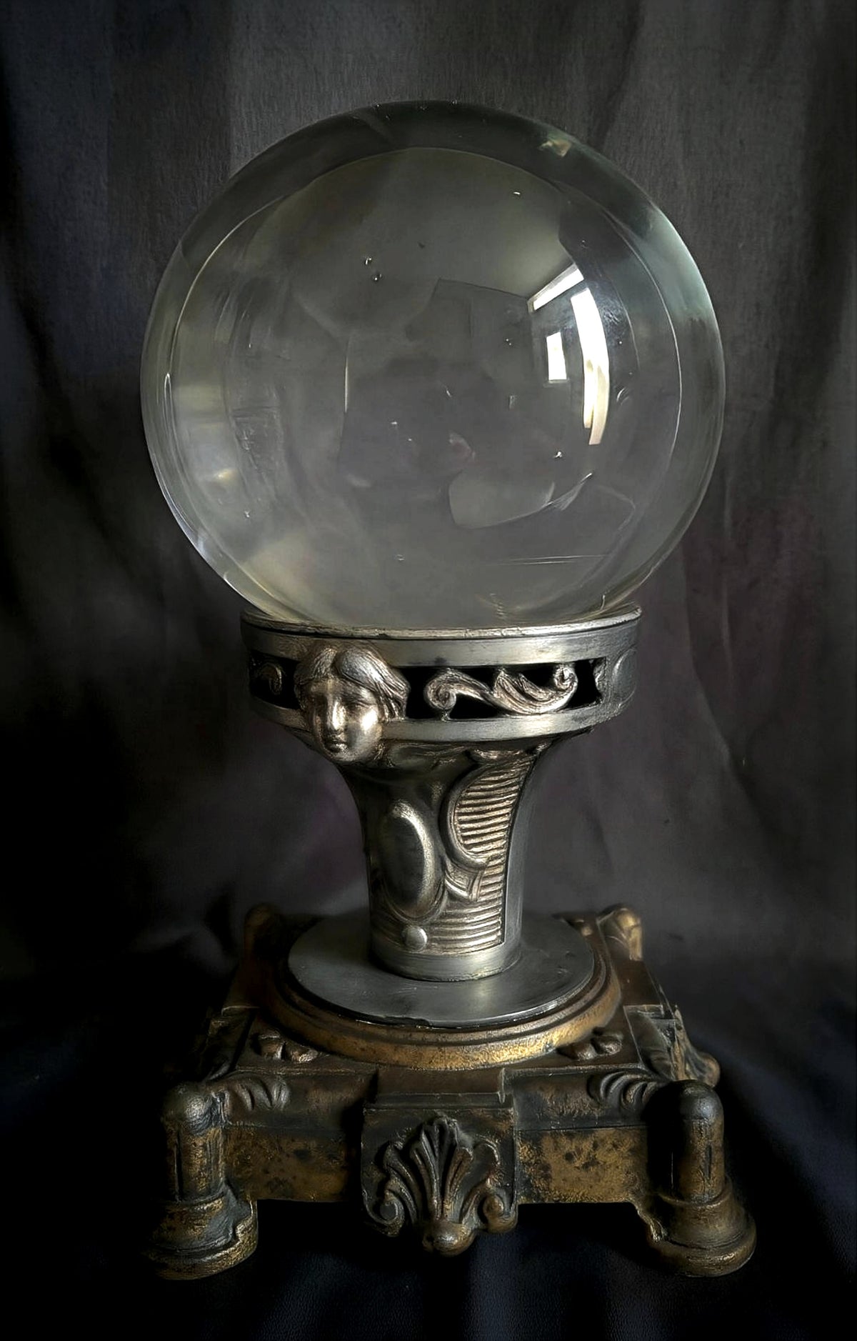 Antique Glass sphere on pedestal