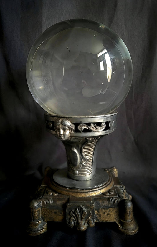 Antique Glass sphere on pedestal