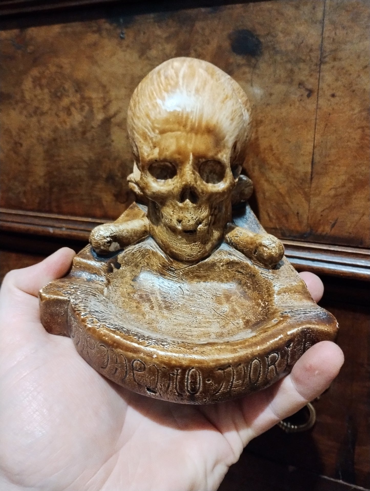 Antique Memento Mori ashtray