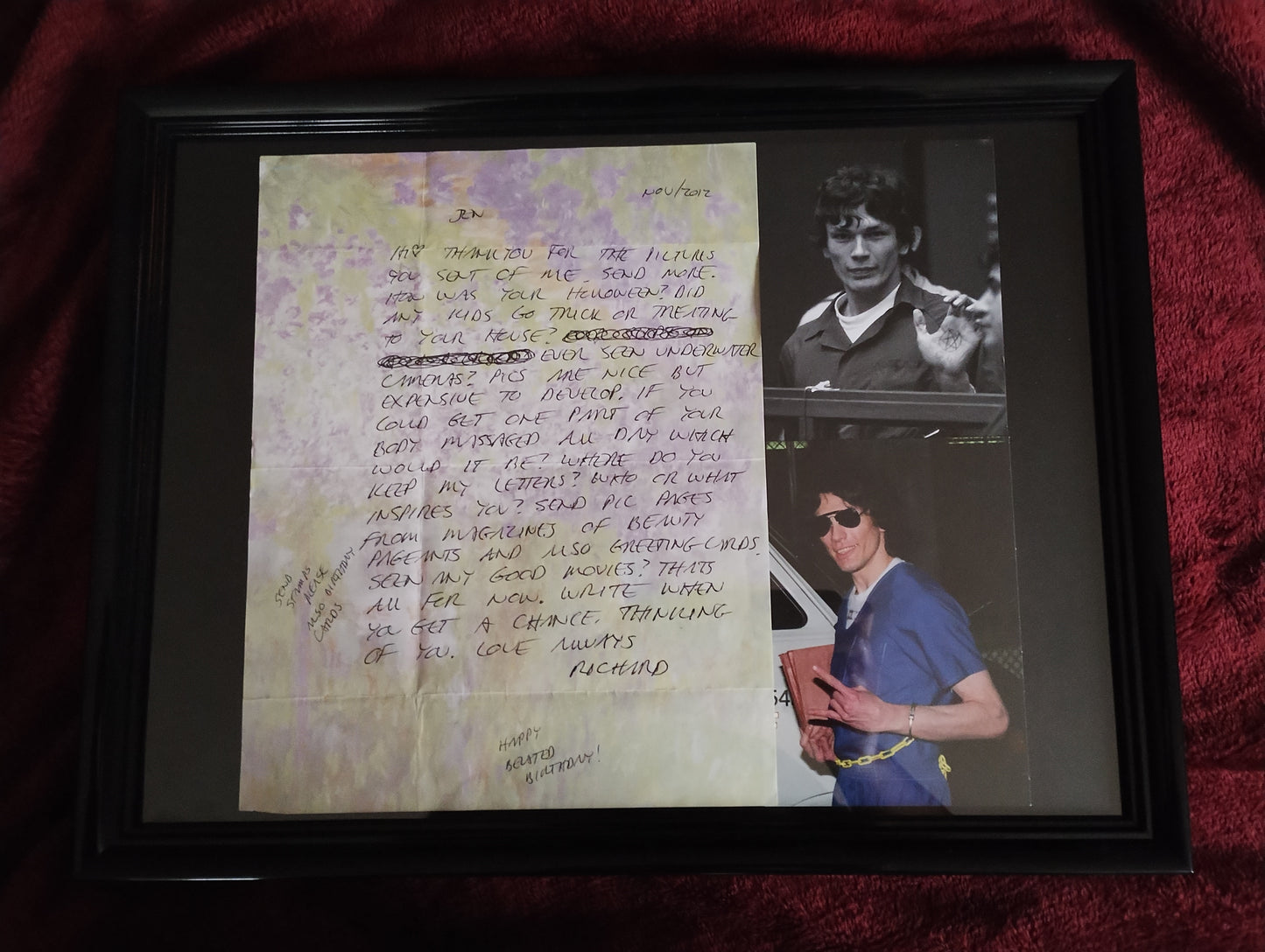 Richard Ramirez Letter framed