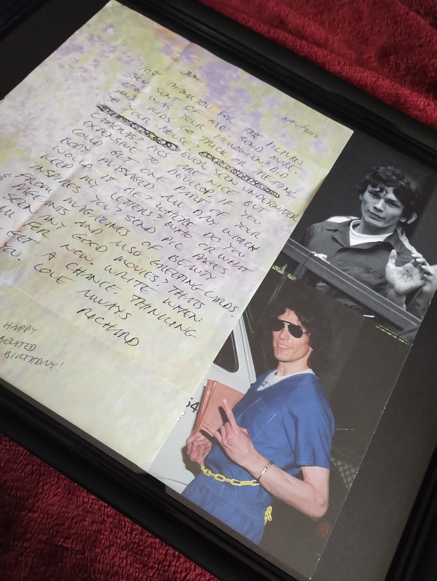 Richard Ramirez Letter framed