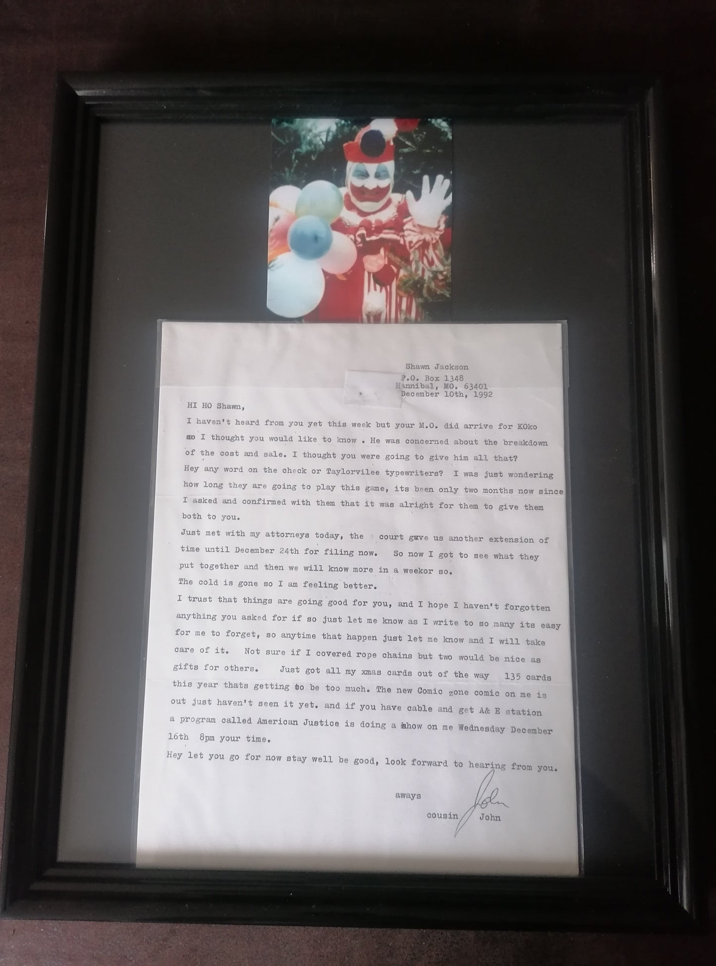 John Wayne Gacy, original letter signed in 1992