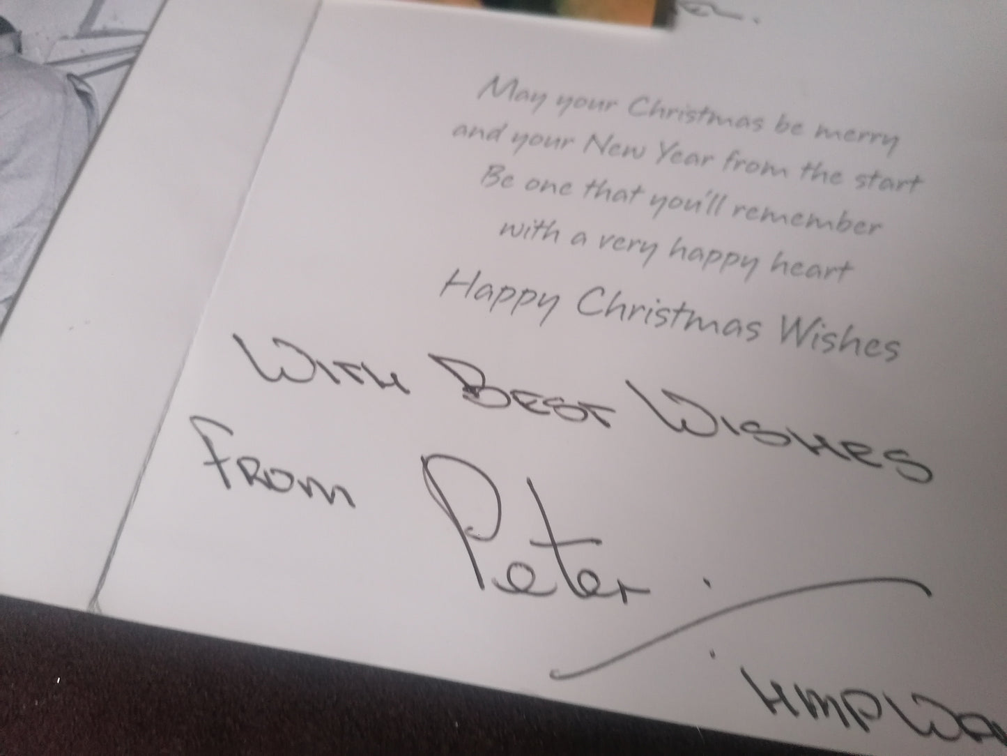 Signed card by serial killer Peter Moore