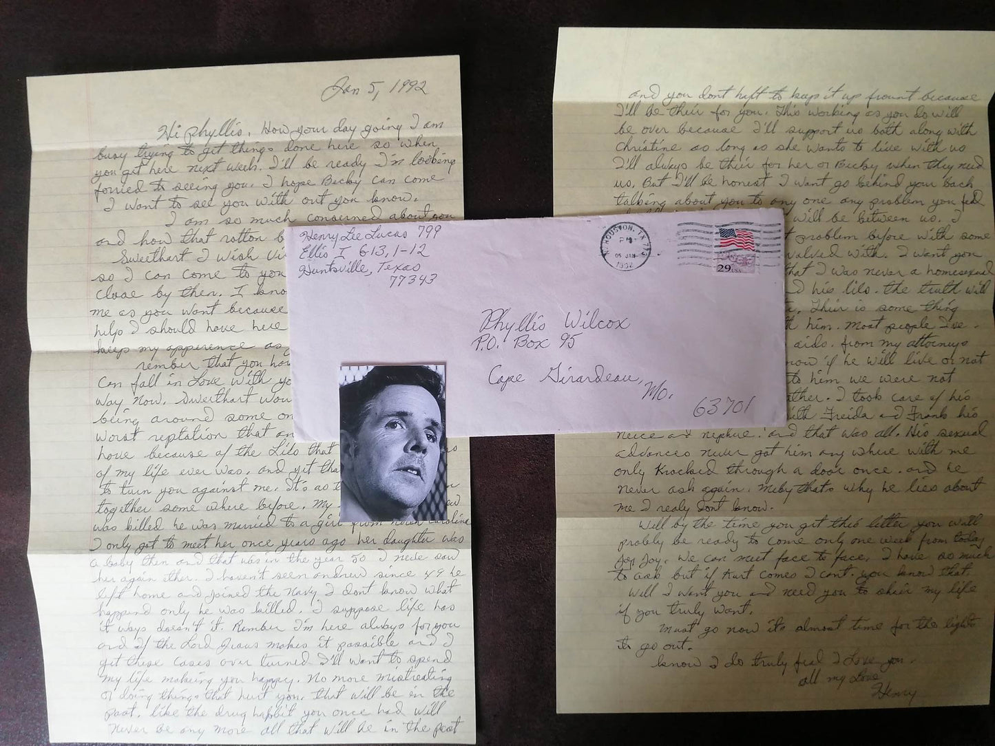 Henry Lee Lucas Letter 2 original pages written by the serial killer