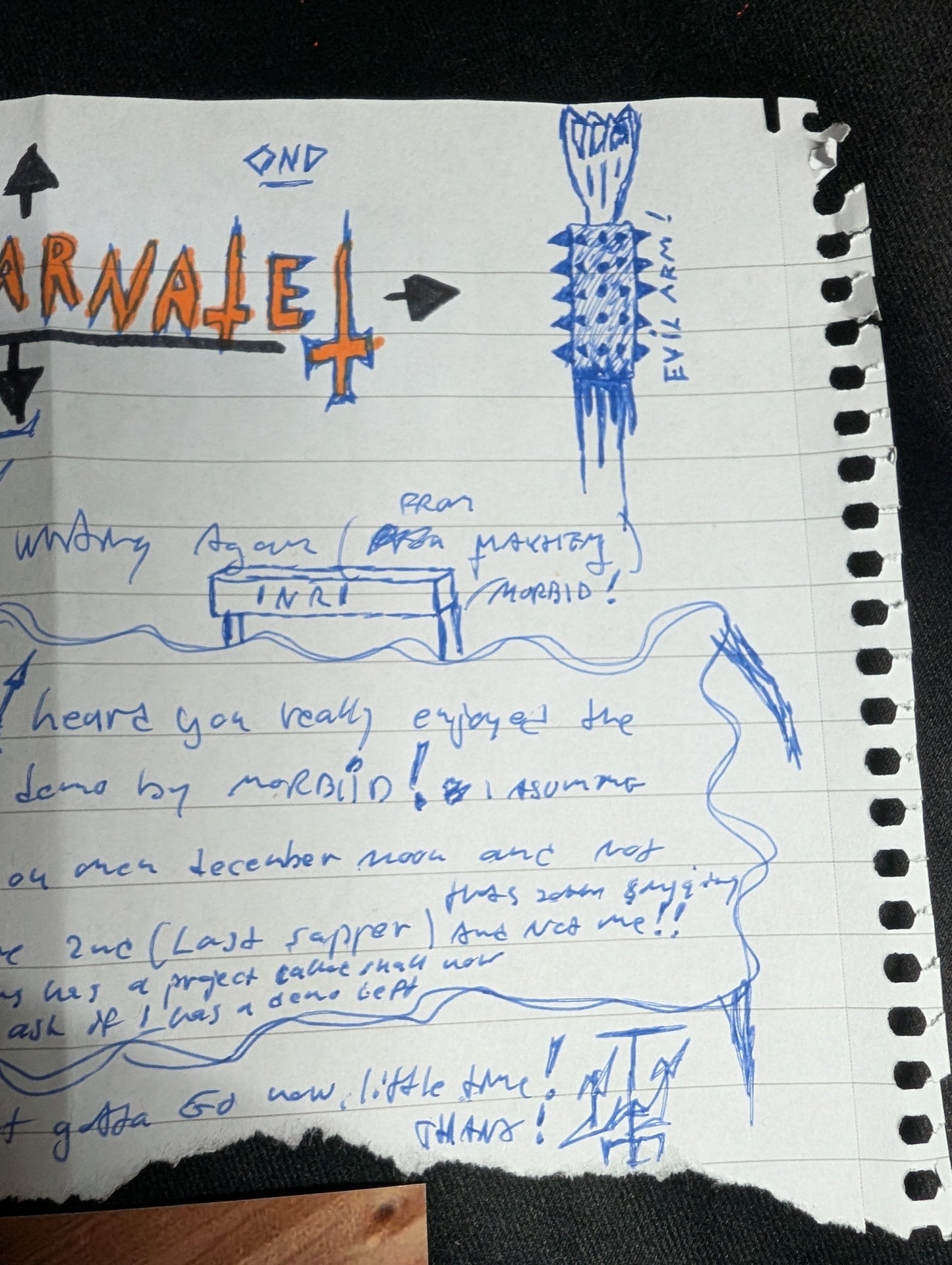 Original letter written by Pelle "DEAD" Ohlin from the Black Metal band  Mayhem 1990 (Very Rare)