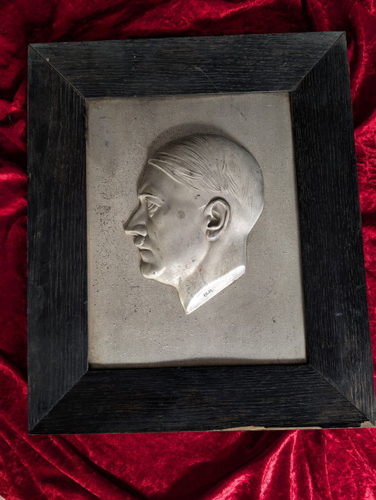 Relief sculpture of Adolf Hitler on frame (1940's WWII)