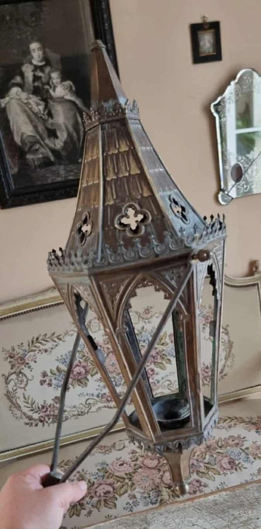 Antique 19th-century church procession lantern