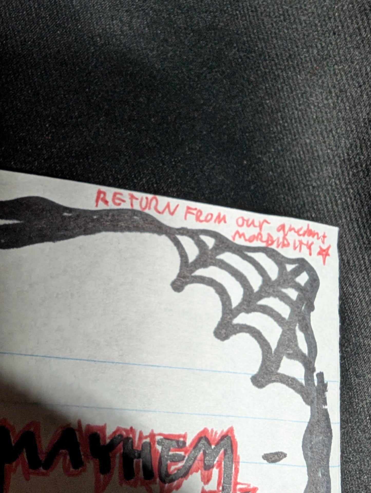 Original letter written in marker by Pelle "DEAD" Ohlin from the Black Metal band  Mayhem 1990 (Very Rare)