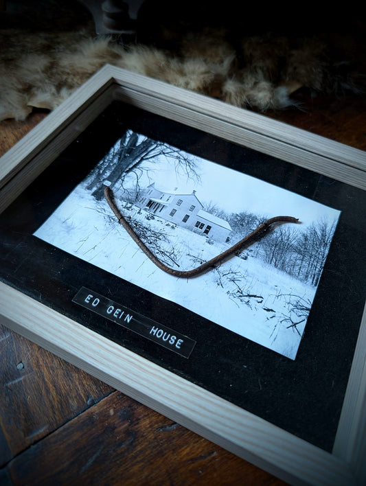 Original fence from Ed Gein's farm in frame