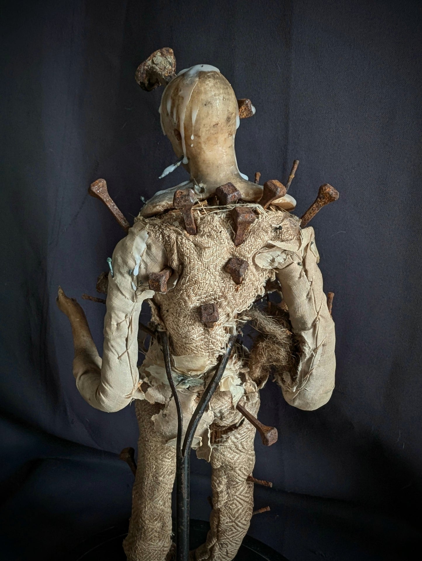 Authentic old Dagyde ritual doll in a glass dome (RARE) 1900's