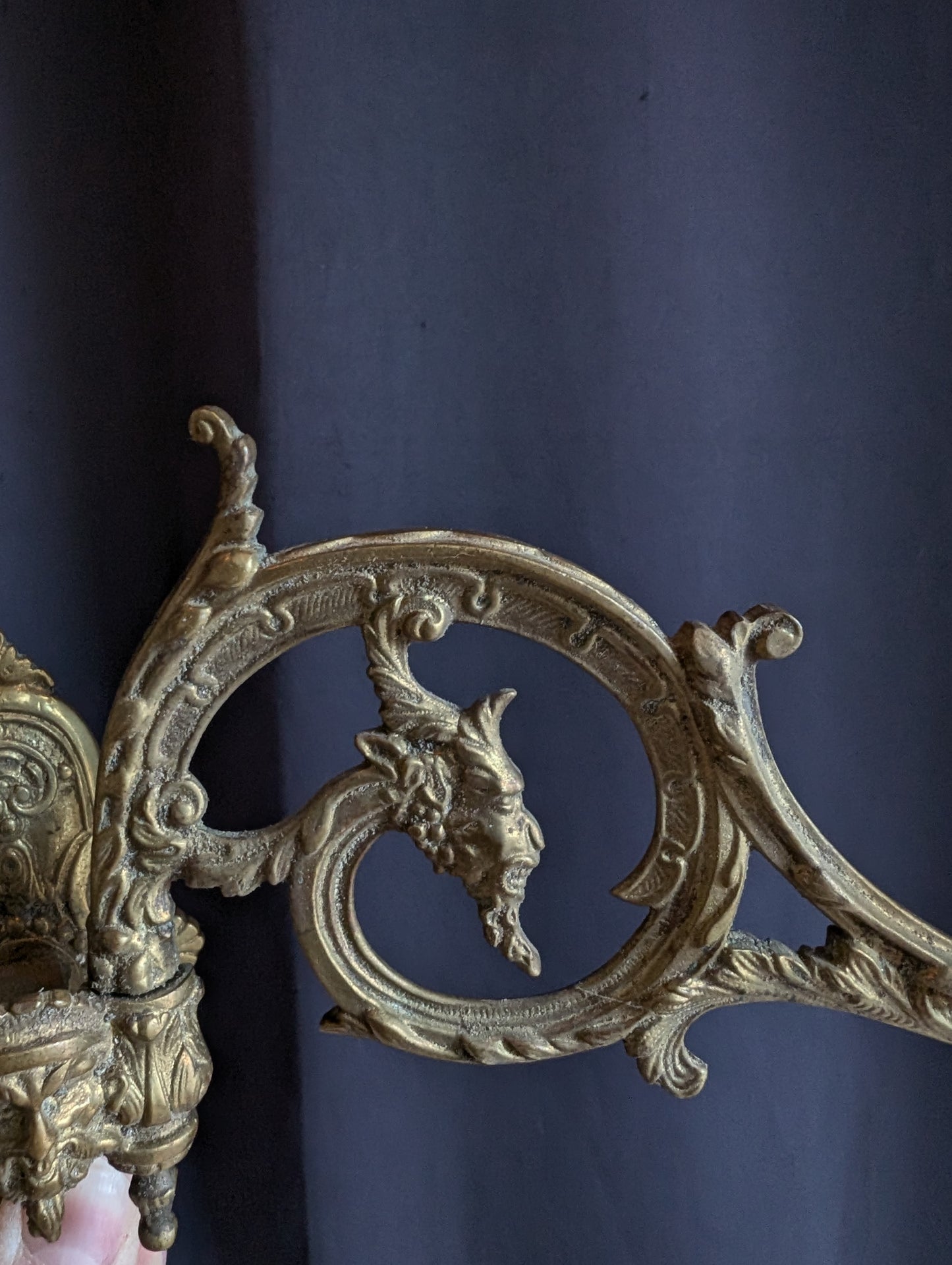 Antique piano candlesticks, 19th century, featuring devil’s heads