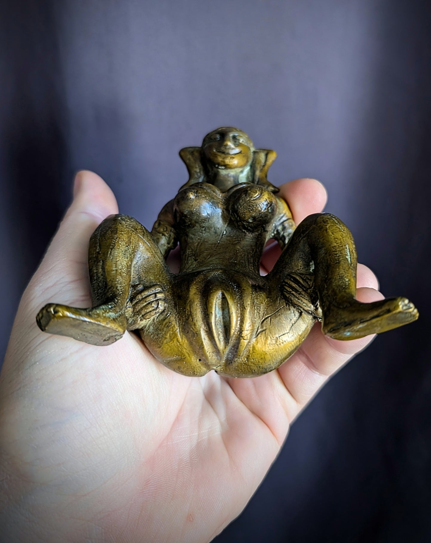 Antique bronze Buddhist altar statue for fertility