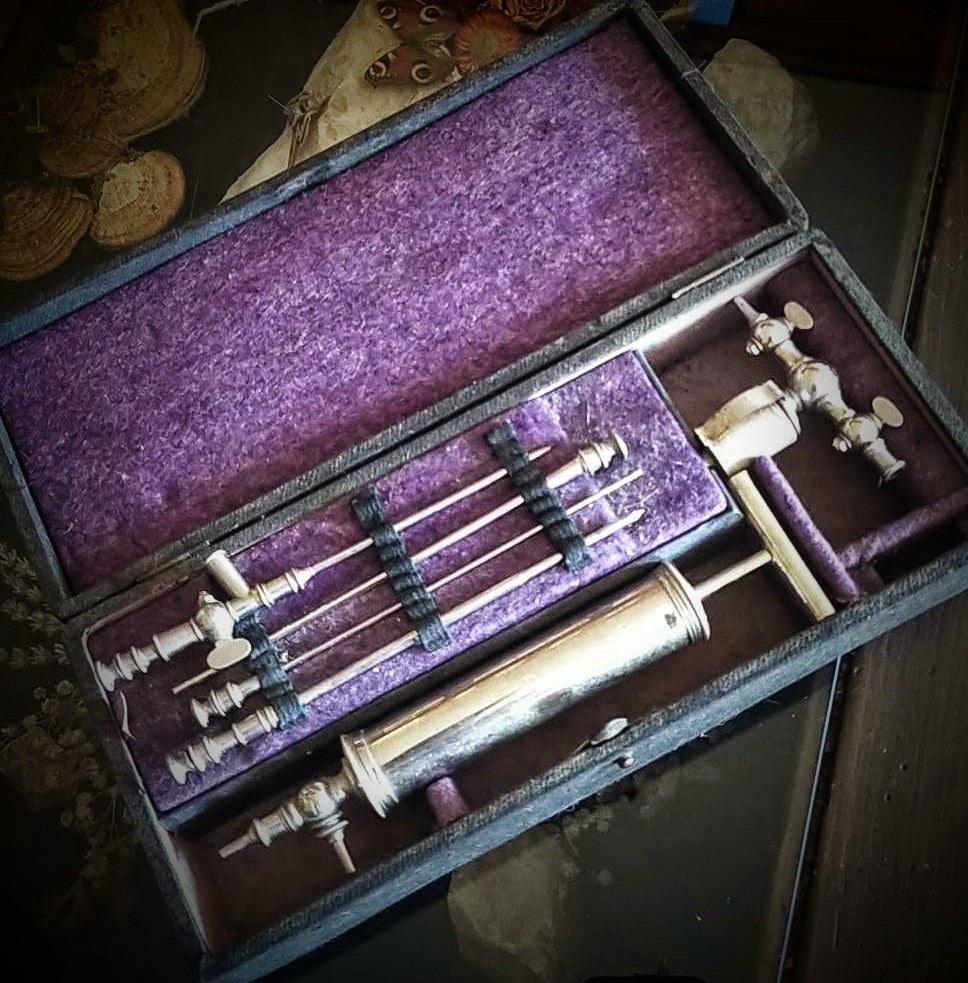 Old 19th century blood transfusion kit