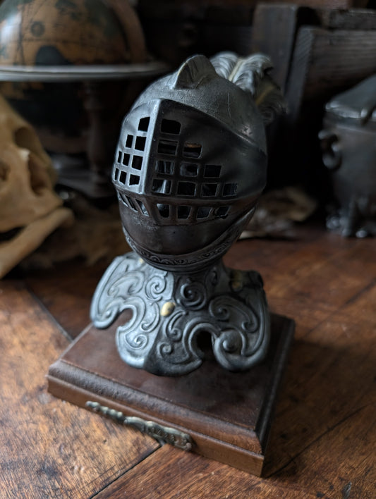 Antique knight inkwell on base (late 19th century)