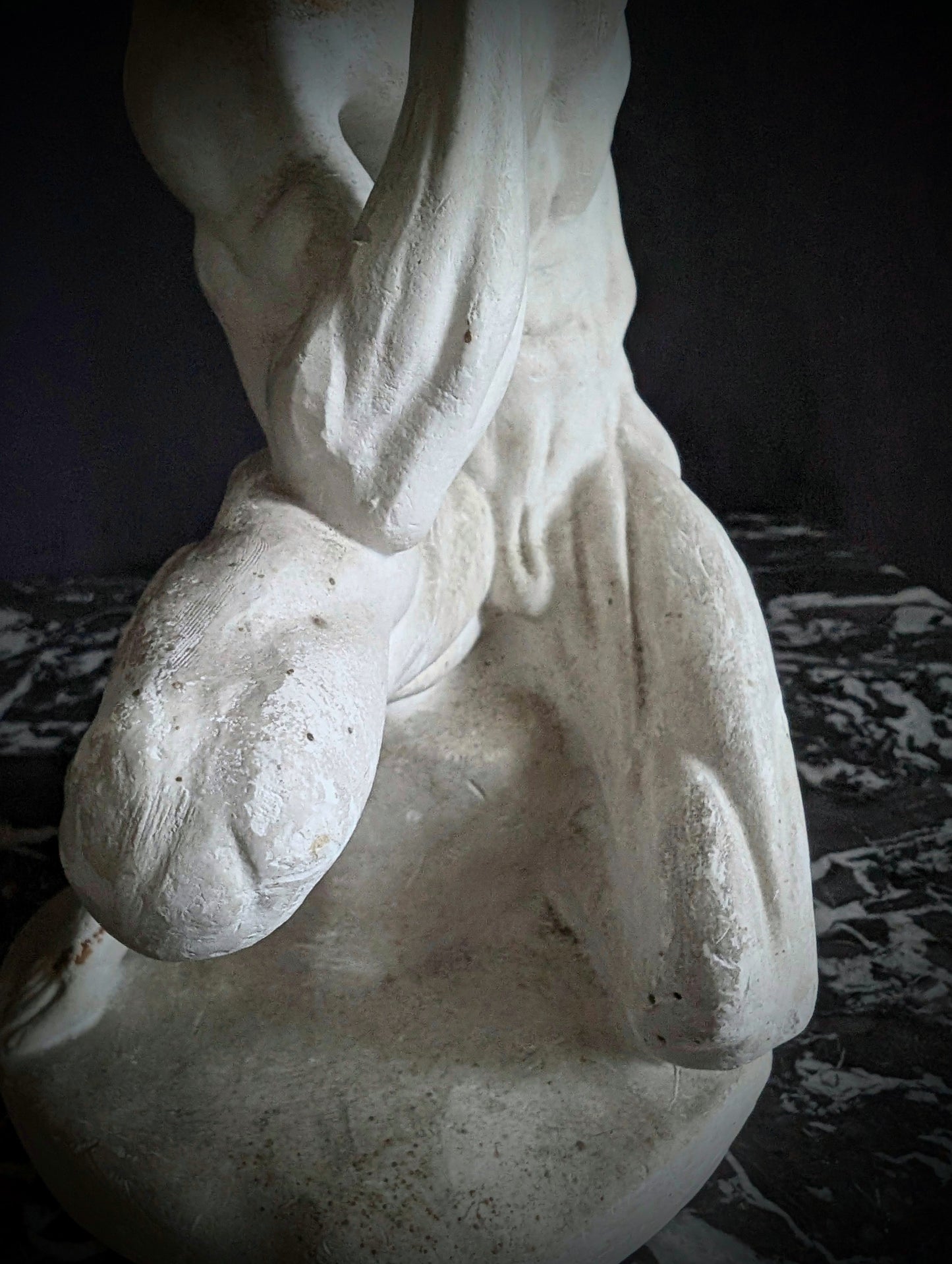 Old plaster model of Michelangelo's Écorché from a 19th-century sculpture academy
