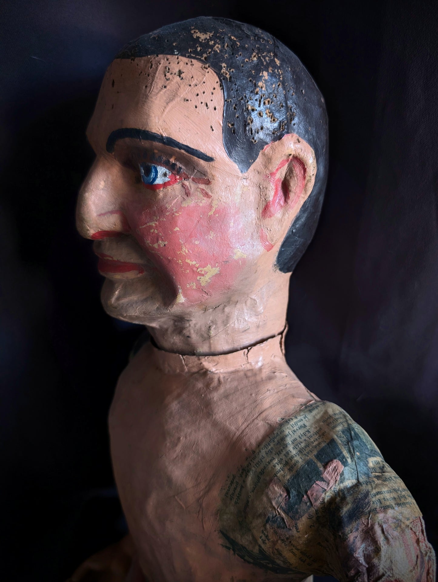 Old Czech Marionnette (early 1900's) 96cm made of wood and papier-mâché