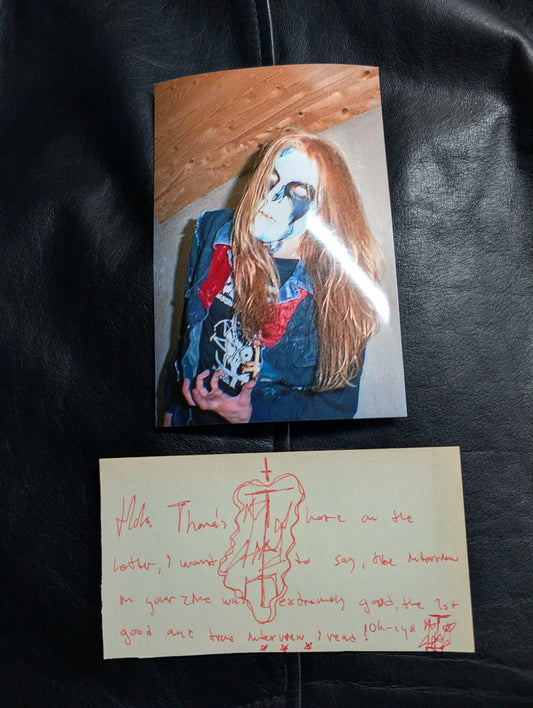 Original letter written by Pelle "DEAD" Ohlin from the Black Metal band  Mayhem 1990 (Very Rare)