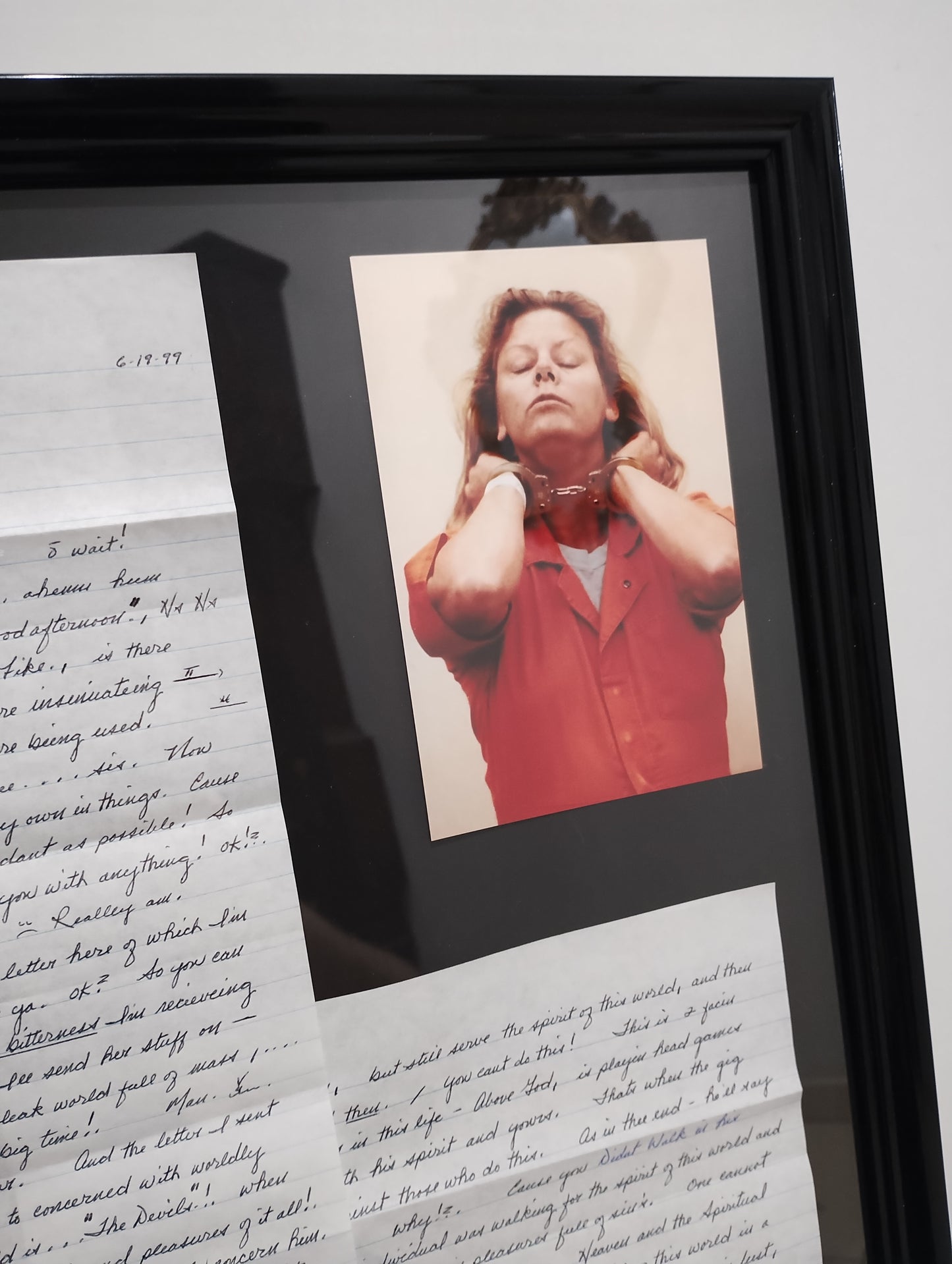 Letter of Aileen Wuornos 2 pages signed 1999 framed