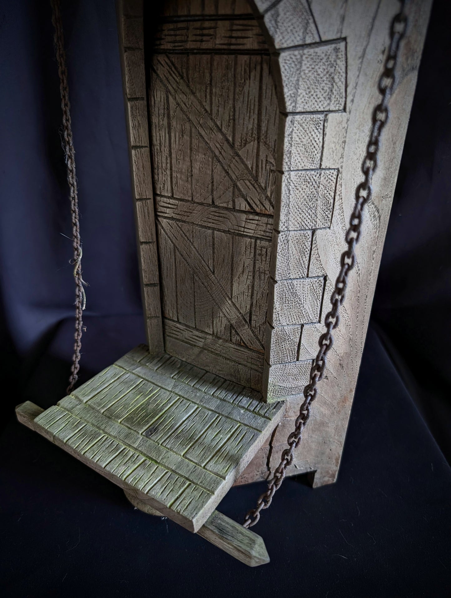 Medieval carved wooden tower shelf (mid 20th)
