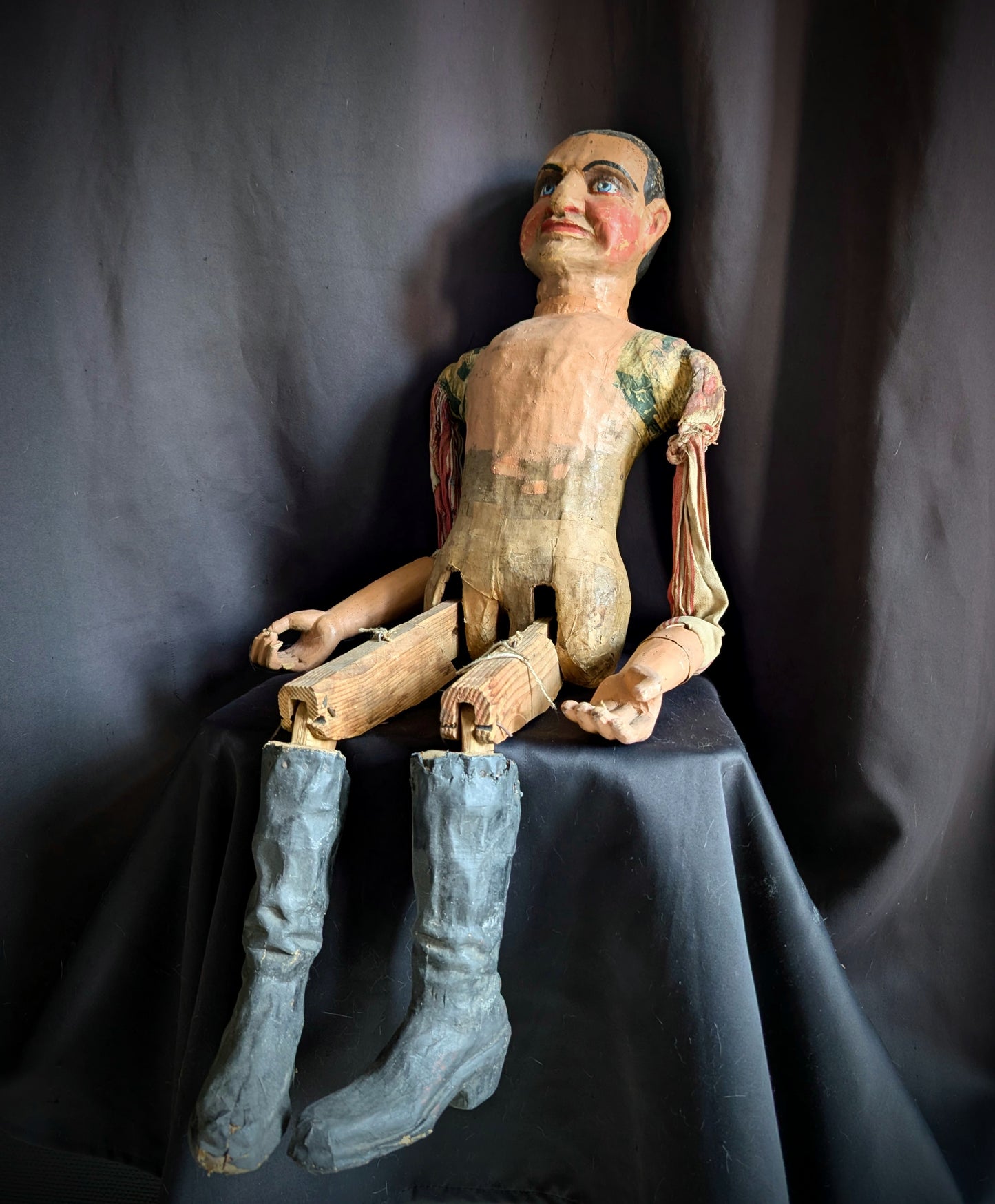 Old Czech Marionnette (early 1900's) 96cm made of wood and papier-mâché