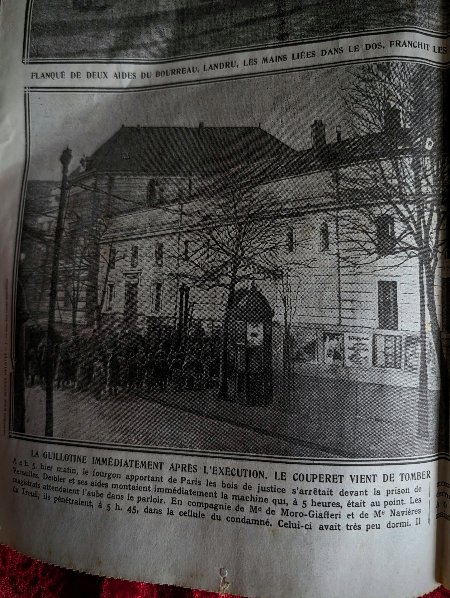 1922 newspaper on the execution of serial killer LANDRU (original)