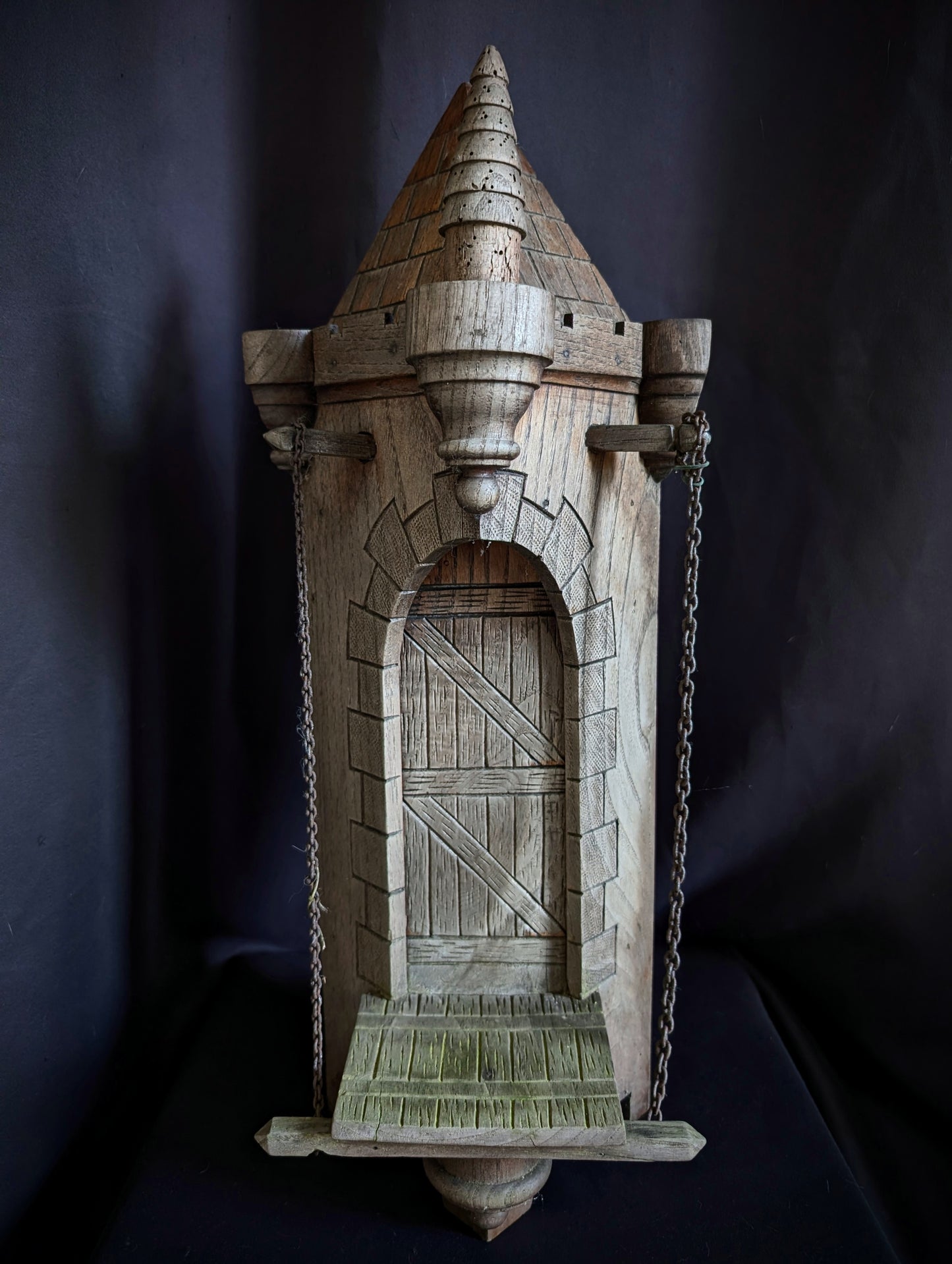 Medieval carved wooden tower shelf (mid 20th)