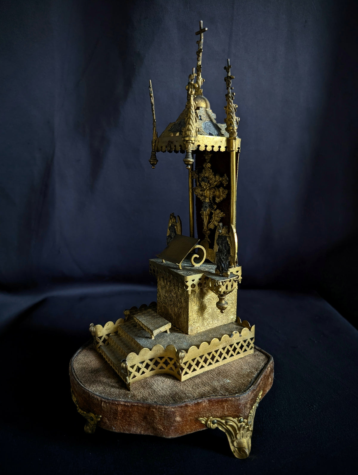 Antique 19th-Century Brass Oratory / Devotional Shrine