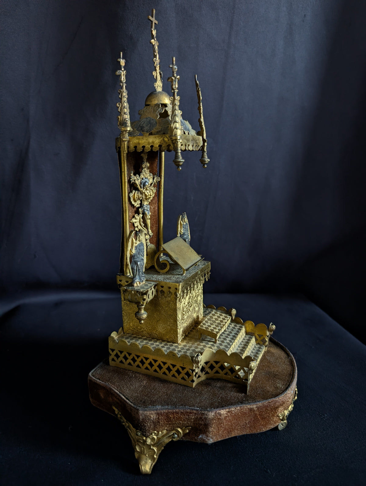 Antique 19th-Century Brass Oratory / Devotional Shrine