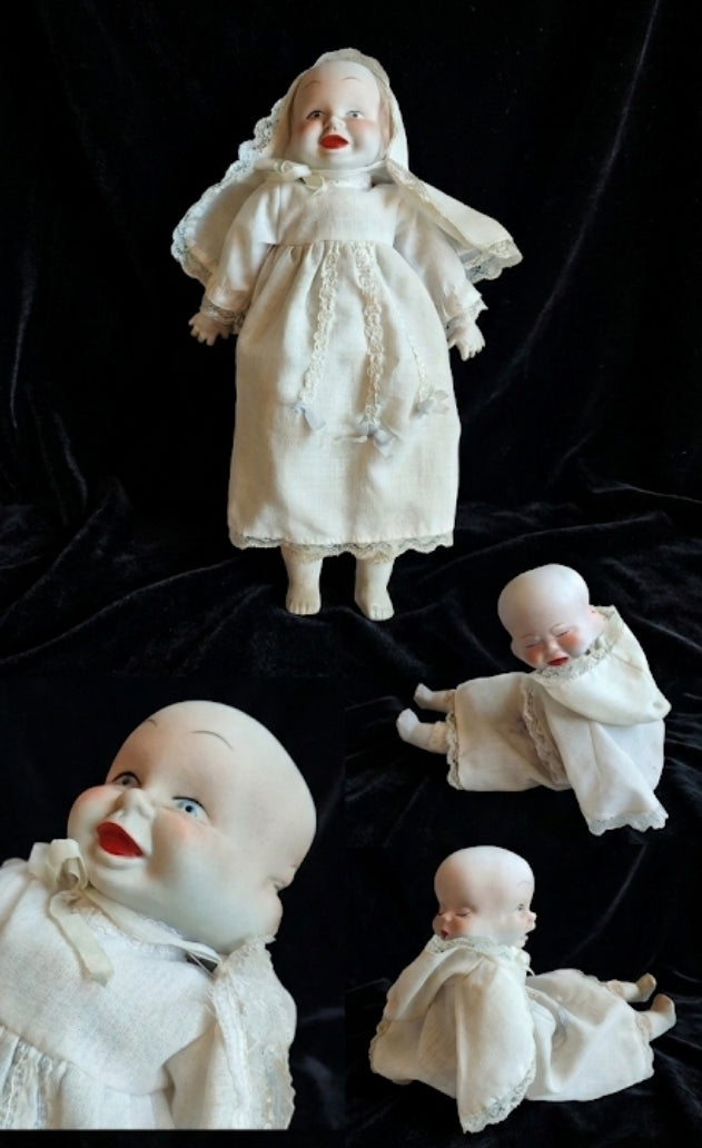 Antique Three-Faced Porcelain Doll – 30 cm